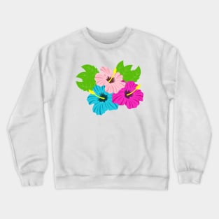 Cheerful Tropical Hibiscus Flowers Crewneck Sweatshirt